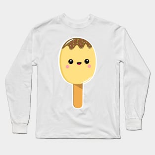 Cute yellow lollipop, kawaii ice lolly, ice cream, summer foods, Long Sleeve T-Shirt